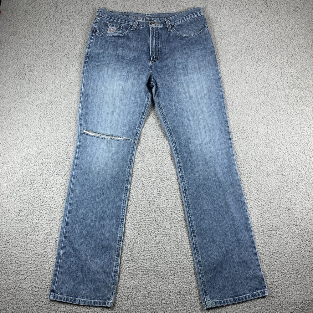 CINCH Jeans Mens 36x36 (Fits 36x35) Blue Western Cowboy Straight Leg Distressed